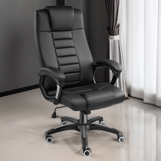 tectake Black Ergonomic Office Chair with Armrest - image 1