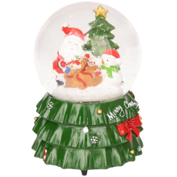 Shatchi Musical Snowglobe Santa and Xmas Tree Scene Christmas Decoration - thumbnail 1