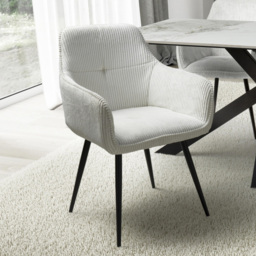 Denver Set of 2 Corduroy White Dining Chairs - thumbnail 1