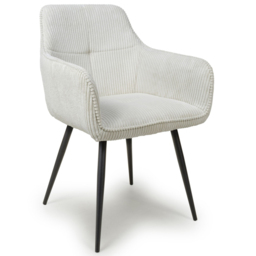 Denver Set of 2 Corduroy White Dining Chairs - thumbnail 2