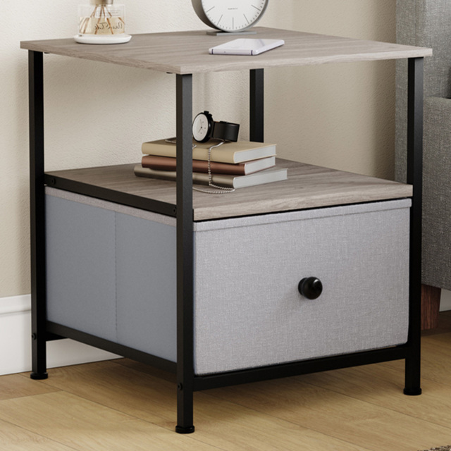 Vida Designs Chorley Beige and Grey Wood Fabric Single Drawer Single Shelf Chest of Drawer - image 1