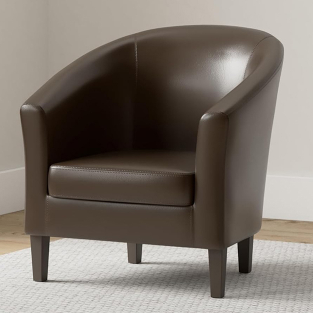 Faux Leather Brown Tub Arm Chair - image 1