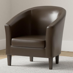 Faux Leather Brown Tub Arm Chair