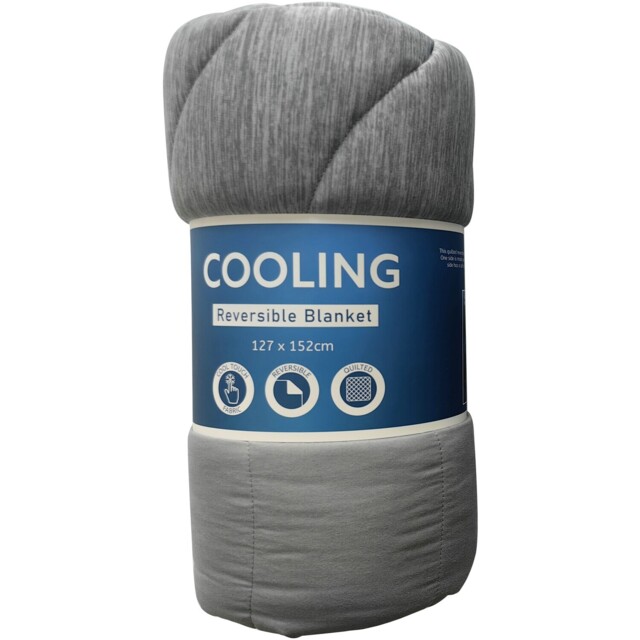 Grey Quilted Cooling Reversible Blanket 127 x 152cm - image 1