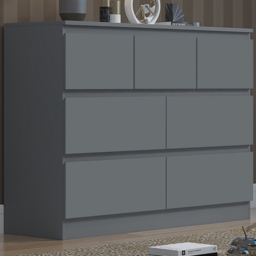 FWStyle Stora 7 Drawer Merchant Matt Grey Chest of Drawers - thumbnail 1