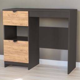 Crowndale Bora Gold Oak and Graphite 2 Drawer Single Shelf Vanity Desk
