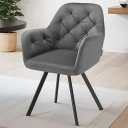 tectake Lucia Anthracite Quilted Pattern Padded Swivel Armchair Set of 4