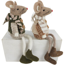 Single Blushing Ballroom Multicolour Fluffy Mouse Hanging Christmas Decoration in Assorted styles - thumbnail 2