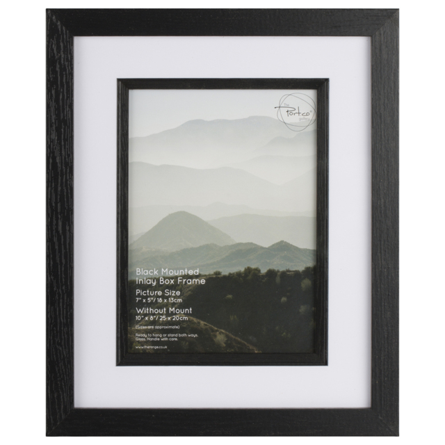 The Port Co Gallery Black Mounted Inlay Box Photo Frame 7 x 5 inch - image 1