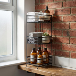 Bathstore 3 Tier Matte Black Industrial Storage Caddy - thumbnail 3