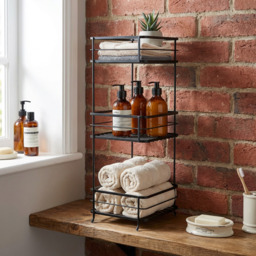 Bathstore 3 Tier Matte Black Industrial Storage Caddy - thumbnail 2