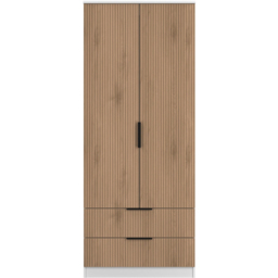 Crowndale Java Slatt Effect and White 2 Door 2 Drawer Wardrobe - thumbnail 2
