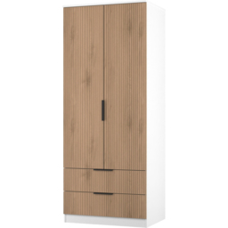 Crowndale Java Slatt Effect and White 2 Door 2 Drawer Wardrobe - thumbnail 4