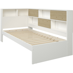 Noomi Jorgi White and Oak Single Corner Bed Frame with Storage - thumbnail 3