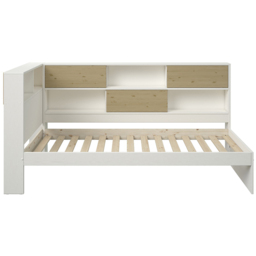 Noomi Jorgi White and Oak Single Corner Bed Frame with Storage - thumbnail 2