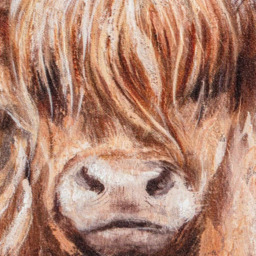 Hand Painted Highland Cow Family Canvas - Multicolour - thumbnail 3