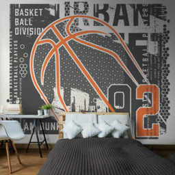 Origin Murals Modern Basketball Black Wall Mural