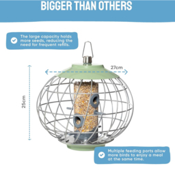 Happy Beaks The Nuttery Squirrel Proof Celadon Green Helix Seed Feeder - thumbnail 4