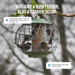 Happy Beaks The Nuttery Squirrel Proof Celadon Green Helix Seed Feeder - thumbnail 2