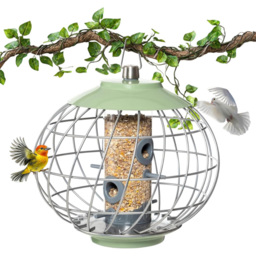 Happy Beaks The Nuttery Squirrel Proof Celadon Green Helix Seed Feeder - thumbnail 1