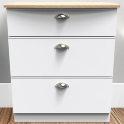 Crowndale Victoria White Ash and Oak 3 Drawer Deep Chest of Drawers - thumbnail 1