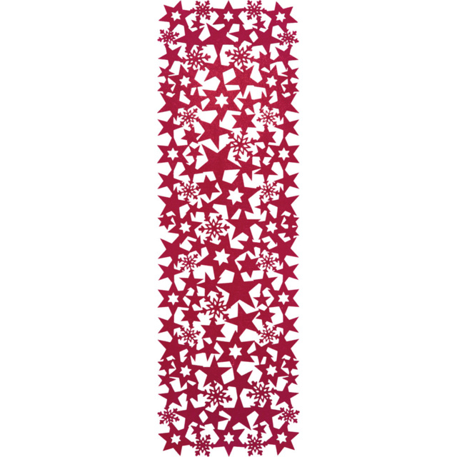 St Helens Felt Maroon Star and Snowflake Christmas Table Runner 98 x 30cm - image 1