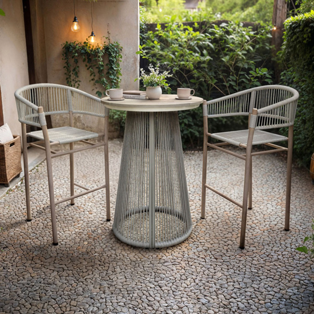 SOLACE+CO Hana and Lita 2 Seater White PE Rattan Garden Bar Set - image 1