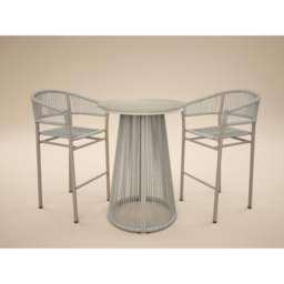 SOLACE+CO Hana and Lita 2 Seater White PE Rattan Garden Bar Set - thumbnail 2