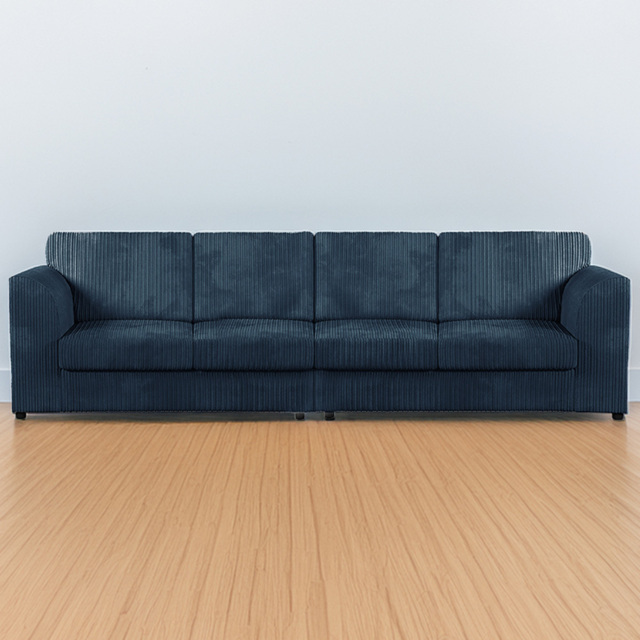 Luxor 4 Seater Navy Blue Jumbo Cord Long Sofa with Full Back - image 1
