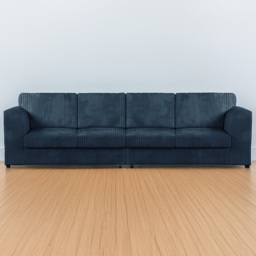 Luxor 4 Seater Navy Blue Jumbo Cord Long Sofa with Full Back - thumbnail 1