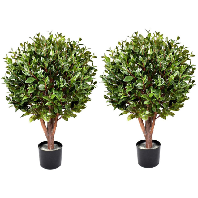 Leaf Topiary Gloxinia Ball Artificial Tree in Pot with 1608 Leaves and Natural Trunk 90cm 2 Pack - image 1