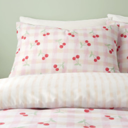 Pink Double Cherries Gingham Duvet Set - thumbnail 3