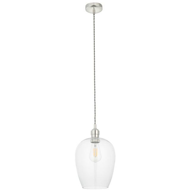 Merano Livorno Clear Glass Bright Nickel Plate Small Pendant Ceiling Lamp - image 1
