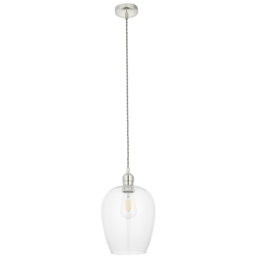 Merano Livorno Clear Glass Bright Nickel Plate Small Pendant Ceiling Lamp