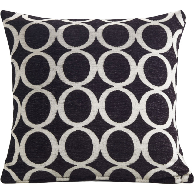 Alan Symonds Chenille Black Geometric O Cushion with Polyester Filled Pad 45 x 45cm 4 Pack