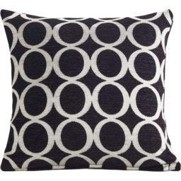 Alan Symonds Chenille Black Geometric O Cushion with Polyester Filled Pad 45 x 45cm 4 Pack