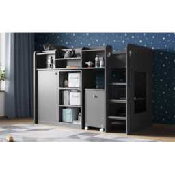 Flair Wizard Junior Grey Single High Sleeper Work Station - thumbnail 4