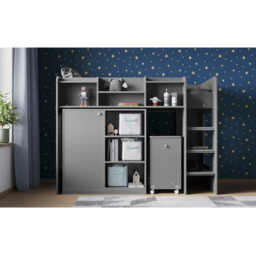 Flair Wizard Junior Grey Single High Sleeper Work Station - thumbnail 3