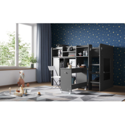 Flair Wizard Junior Grey Single High Sleeper Work Station - thumbnail 2