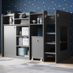 Flair Wizard Junior Grey Single High Sleeper Work Station - thumbnail 1