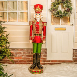 The Christmas Centre Traditional Red and Green LED Light Nutcracker Soldier 5ft - thumbnail 2