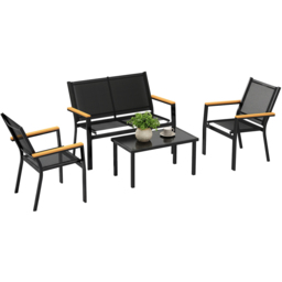 Outsunny Black 4 Seater Garden Sofa Lounge Set - thumbnail 2
