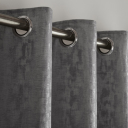 Alan Symonds Eswic Marble Effect Jacquard Ring Top Eyelet Curtains Pewter 168 x 183cm - thumbnail 2