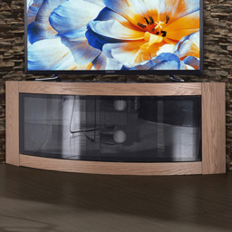 Centurion Supports Pangea 2 Door Oak Beam-Thru Remote Friendly Corner TV Unit