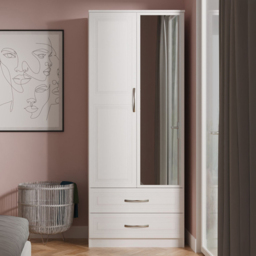 Crowndale Dorset 2 Door 2 Drawer Signature White Mirrored Wardrobe Ready Assembled - thumbnail 1