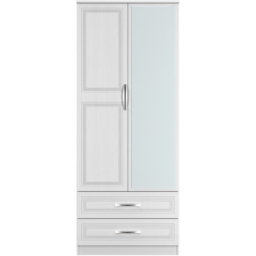 Crowndale Dorset 2 Door 2 Drawer Signature White Mirrored Wardrobe Ready Assembled - thumbnail 2