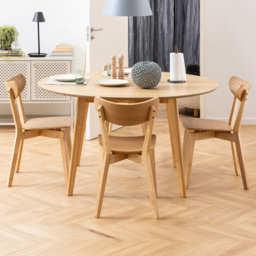 Florence Roxby Oak 4 Seater Round Dining Set
