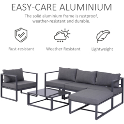 Outsunny 5 Seater Grey Sofa Lounge Set - thumbnail 4