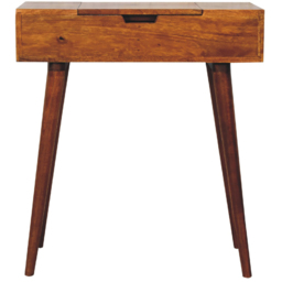 Artisan Furniture Chestnut Mango Wood Mini Foldable Mirror Vanity Dressing Table - thumbnail 2