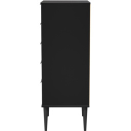 Crowndale Hong Kong 5 Drawer Matt Black Tall Bedside Cabinet Ready Assembled - thumbnail 3